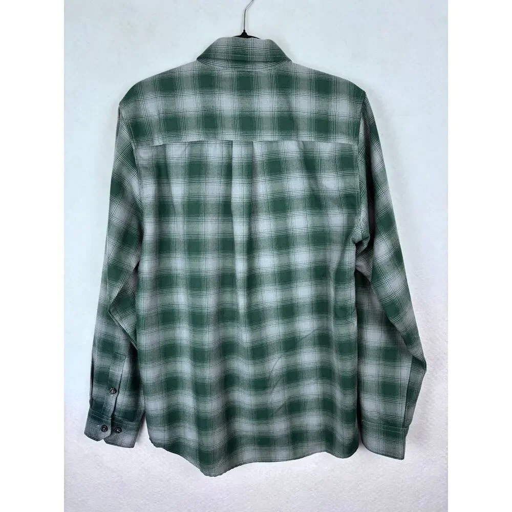 NWOT Dixxon Flannel The Bixby Men’s Small Green Gray Plaid Snap Front Shirt